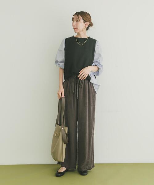 ITEMS URBANRESEARCH（アイテムズ アーバンリサーチ）の「フハクキリカエプルオーバー（Tシャツ/カットソー・レディース・ベージュ/ブラック/ネイビー・FREE）」の6枚目の写真