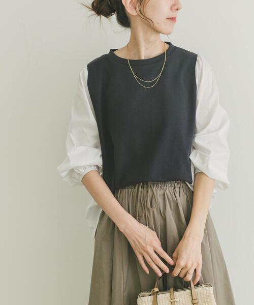 ITEMS URBANRESEARCH（アイテムズ アーバンリサーチ）の「フハクキリカエプルオーバー（Tシャツ/カットソー・レディース・ベージュ/ブラック/ネイビー・FREE）」の10枚目の写真