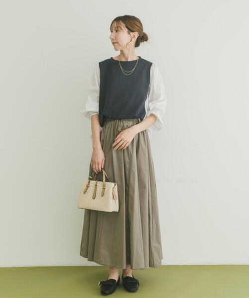 ITEMS URBANRESEARCH（アイテムズ アーバンリサーチ）の「フハクキリカエプルオーバー（Tシャツ/カットソー・レディース・ベージュ/ブラック/ネイビー・FREE）」の12枚目の写真