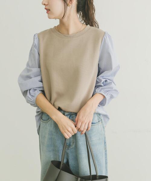 ITEMS URBANRESEARCH（アイテムズ アーバンリサーチ）の「フハクキリカエプルオーバー（Tシャツ/カットソー・レディース・ベージュ/ブラック/ネイビー・FREE）」の16枚目の写真