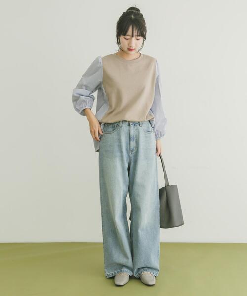 ITEMS URBANRESEARCH（アイテムズ アーバンリサーチ）の「フハクキリカエプルオーバー（Tシャツ/カットソー・レディース・ベージュ/ブラック/ネイビー・FREE）」の17枚目の写真