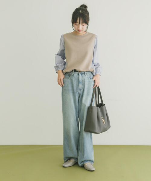 ITEMS URBANRESEARCH（アイテムズ アーバンリサーチ）の「フハクキリカエプルオーバー（Tシャツ/カットソー・レディース・ベージュ/ブラック/ネイビー・FREE）」の18枚目の写真