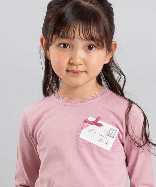 BeBe（ベベ）の「レターモチーフ天竺長袖Tシャツ（Tシャツ/カットソー・キッズ・グレー/ピンク・130cm/110cm/140cm/150cm/120cm）」の8枚目の写真