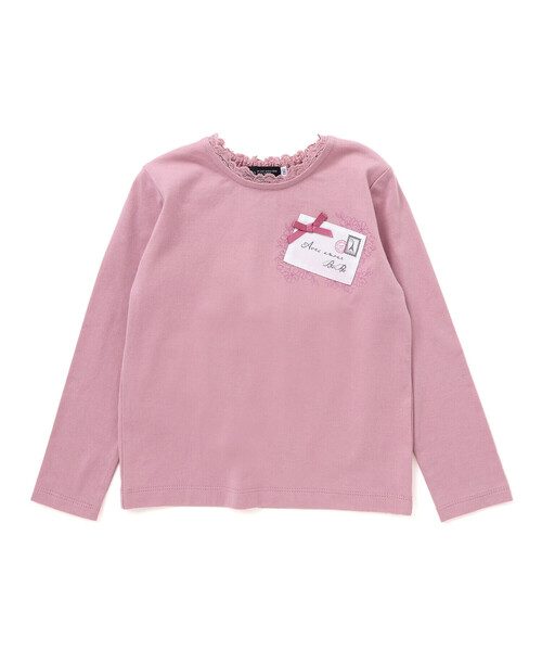 BeBe（ベベ）の「レターモチーフ天竺長袖Tシャツ（Tシャツ/カットソー・キッズ・グレー/ピンク・130cm/110cm/140cm/150cm/120cm）」の5枚目の写真