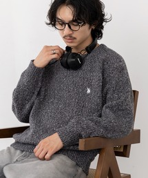 U.S. POLO ASSN.（ユーエスポロアッスン）の「【U.S. POLO ASSN.】ワンポイントロゴ ポニー刺繍 クルーニット CREW SWEATER（ニット/セーター）」