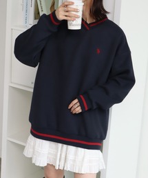 【U.S. POLO ASSN./ユーエスポロアッスン】ロゴ刺繍 Vネック リブライン プルオーバー スウェット トレーナー