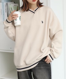 【U.S. POLO ASSN./ユーエスポロアッスン】ロゴ刺繍 Vネック リブライン プルオーバー スウェット トレーナー