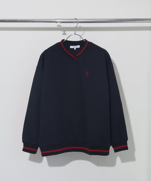 U.S. POLO ASSN.（ユーエスポロアッスン）の「【U.S. POLO ASSN./ユーエスポロアッスン】ロゴ刺繍 Vネック リブライン プルオーバー スウェット トレーナー（スウェット・レディース・アイボリー/スミクロ/ネイビー・L/LL/M）」の20枚目の写真