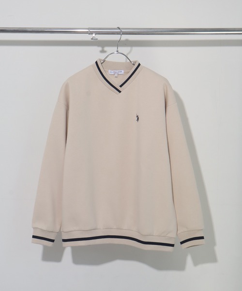 U.S. POLO ASSN.（ユーエスポロアッスン）の「【U.S. POLO ASSN./ユーエスポロアッスン】ロゴ刺繍 Vネック リブライン プルオーバー スウェット トレーナー（スウェット・レディース・アイボリー/スミクロ/ネイビー・L/LL/M）」の18枚目の写真