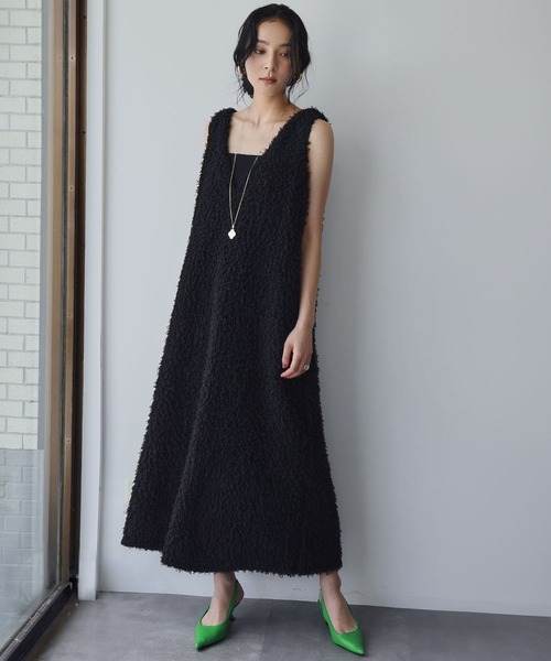 ELFRANK（エルフランク）の「シープボア Vネック ジャンパースカート ワンピース（ジャンパースカート・レディース・アイボリー/ブラック・FREE）」の12枚目の写真