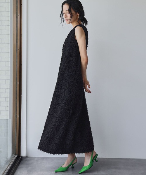 ELFRANK（エルフランク）の「シープボア Vネック ジャンパースカート ワンピース（ジャンパースカート・レディース・アイボリー/ブラック・FREE）」の13枚目の写真