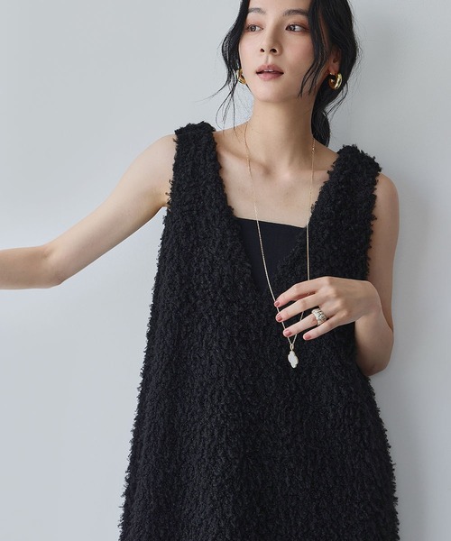 ELFRANK（エルフランク）の「シープボア Vネック ジャンパースカート ワンピース（ジャンパースカート・レディース・アイボリー/ブラック・FREE）」の14枚目の写真