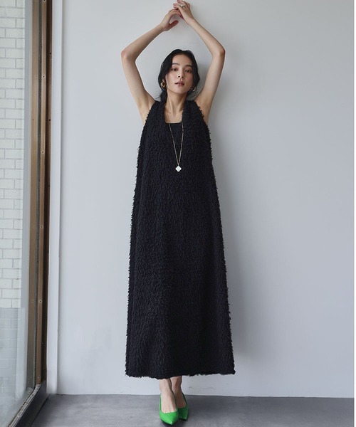 ELFRANK（エルフランク）の「シープボア Vネック ジャンパースカート ワンピース（ジャンパースカート・レディース・アイボリー/ブラック・FREE）」の16枚目の写真