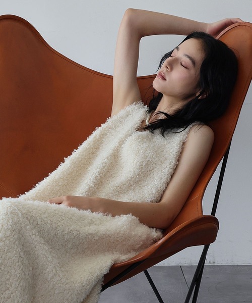 セール】シープボア Vネック ジャンパースカート ワンピース