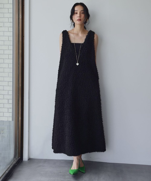 セール】【2025AW】シープボア Vネック ジャンパースカート ワンピース