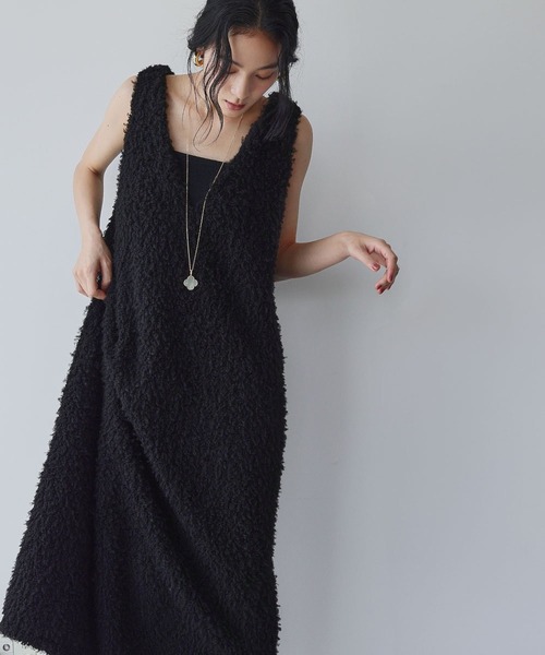 セール】【2025AW】シープボア Vネック ジャンパースカート ワンピース