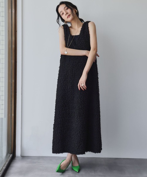 セール】【2025AW】シープボア Vネック ジャンパースカート ワンピース