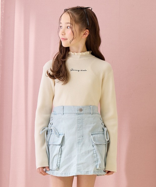 Amourire girl（アムリールガール）の「プチハイネックニット（ニット/セーター・キッズ・オフホワイト/サックスブルー/ブラック・160cm/150cm/140cm/130cm）」の9枚目の写真