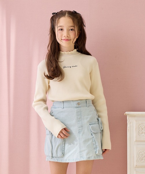 Amourire girl（アムリールガール）の「プチハイネックニット（ニット/セーター・キッズ・オフホワイト/サックスブルー/ブラック・160cm/150cm/140cm/130cm）」の13枚目の写真