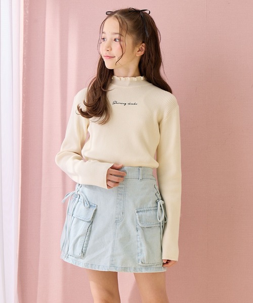 Amourire girl（アムリールガール）の「プチハイネックニット（ニット/セーター・キッズ・オフホワイト/サックスブルー/ブラック・160cm/150cm/140cm/130cm）」の7枚目の写真