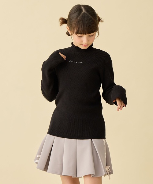Amourire girl（アムリールガール）の「プチハイネックニット（ニット/セーター・キッズ・オフホワイト/サックスブルー/ブラック・160cm/150cm/140cm/130cm）」の10枚目の写真