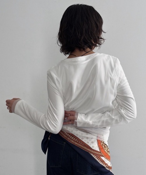 VACANCY(ヴァカンシー)の「リブトップスセット/シャーリングシアートップス(Tシャツ/カットソー・レディース・ホワイト/グレー/ブラック・FREE)」の5枚目の写真