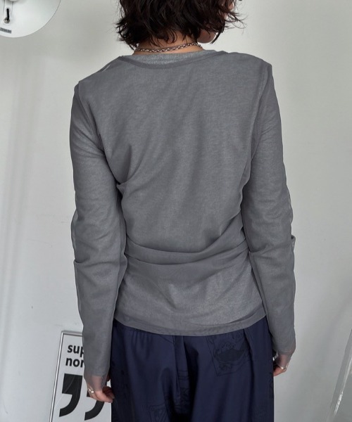 VACANCY(ヴァカンシー)の「リブトップスセット/シャーリングシアートップス(Tシャツ/カットソー・レディース・ホワイト/グレー/ブラック・FREE)」の15枚目の写真