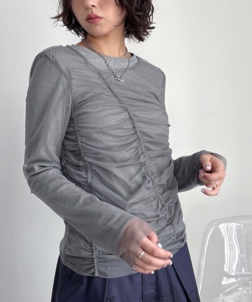 VACANCY(ヴァカンシー)の「リブトップスセット/シャーリングシアートップス(Tシャツ/カットソー・レディース・ホワイト/グレー/ブラック・FREE)」の14枚目の写真