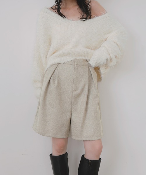 LIAN（リアン）の「ツイードタックハーフパンツ（その他パンツ・レディース・ブラック/ブラウン/グレー/アイボリー・FREE）」の2枚目の写真