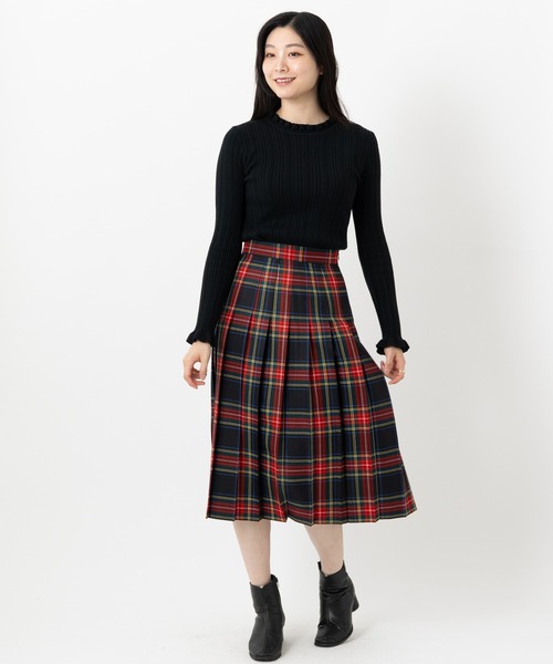 O'NEIL of DUBLIN(オニールオブダブリン)の「O'NEIL OF DUBLIN オニールオブダブリン オールラウンド プリーツスカート 73cm(スカート・レディース・カーキ/ブラック/ネイビー/ベージュ/ネイビー系/グレイッシュブルー/ダークグリーン/ブラック系その他/ダークグレー/パープル/ライトグリーン/ホワイト×ブルー・10/8)」の3枚目の写真