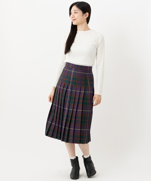 O'NEIL of DUBLIN(オニールオブダブリン)の「O'NEIL OF DUBLIN オニールオブダブリン オールラウンド プリーツスカート 73cm(スカート・レディース・カーキ/ブラック/ネイビー/ベージュ/ネイビー系/グレイッシュブルー/ダークグリーン/ブラック系その他/ダークグレー/パープル/ライトグリーン/ホワイト×ブルー・10/8)」の12枚目の写真