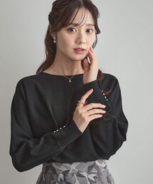 【大人上品・通勤・前後2WAY】バックパール調ドルマンニット