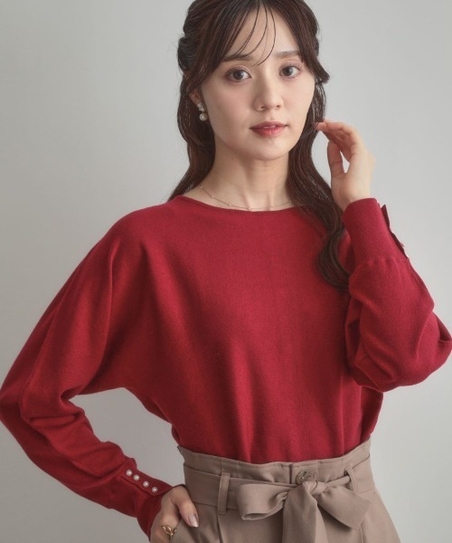 couture brooch(クチュールブローチ)の「【大人上品・通勤・前後2WAY】バックパール調ドルマンニット(ニット/セーター・レディース・ワインレッド/アイボリー/ブラック/ダークブラウン・42/38/36)」の17枚目の写真