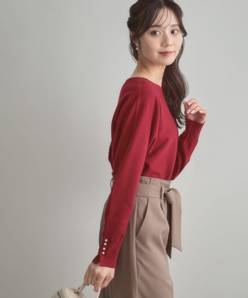 couture brooch(クチュールブローチ)の「【大人上品・通勤・前後2WAY】バックパール調ドルマンニット(ニット/セーター・レディース・ワインレッド/アイボリー/ブラック/ダークブラウン・42/38/36)」の18枚目の写真