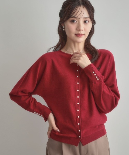 couture brooch(クチュールブローチ)の「【大人上品・通勤・前後2WAY】バックパール調ドルマンニット(ニット/セーター・レディース・ワインレッド/アイボリー/ブラック/ダークブラウン・42/38/36)」の20枚目の写真