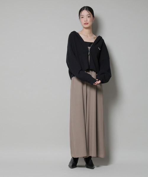 NANO universe（ナノユニバース）の「シャーリングサロペット（サロペット/オーバーオール・レディース・ブラック/ブラウン/ベージュ・FREE）」の3枚目の写真