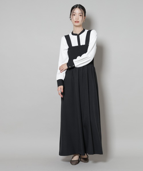 NANO universe（ナノユニバース）の「シャーリングサロペット（サロペット/オーバーオール・レディース・ブラック/ブラウン/ベージュ・FREE）」の16枚目の写真