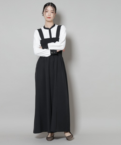 NANO universe（ナノユニバース）の「シャーリングサロペット（サロペット/オーバーオール・レディース・ブラック/ブラウン/ベージュ・FREE）」の15枚目の写真