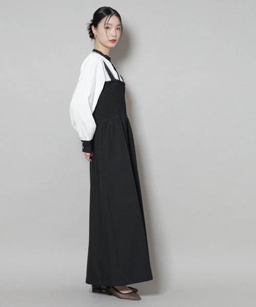 NANO universe（ナノユニバース）の「シャーリングサロペット（サロペット/オーバーオール・レディース・ブラック/ブラウン/ベージュ・FREE）」の13枚目の写真