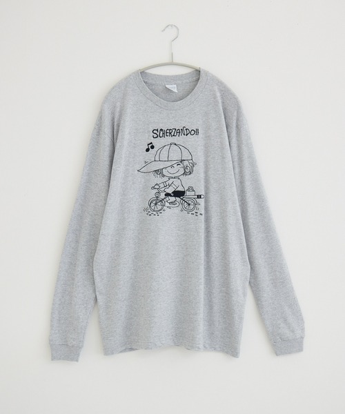 Paradise Picnic（パラダイスピクニック）の「【水森亜土】刺繍ロングスリーブTシャツ（Tシャツ/カットソー・レディース・ブラック/アイボリー/カーキ/グレー/ホワイト/ボルドー・FREE）」の5枚目の写真