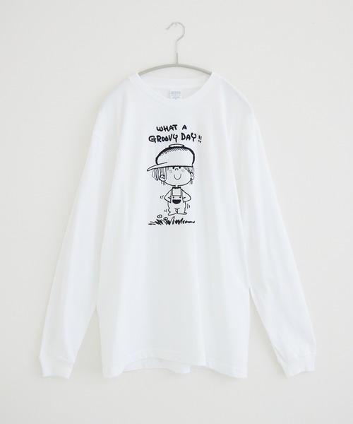 Paradise Picnic（パラダイスピクニック）の「【水森亜土】刺繍ロングスリーブTシャツ（Tシャツ/カットソー・レディース・ブラック/アイボリー/カーキ/グレー/ホワイト/ボルドー・FREE）」の2枚目の写真