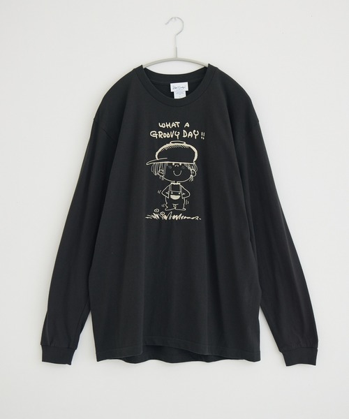 Paradise Picnic（パラダイスピクニック）の「【水森亜土】刺繍ロングスリーブTシャツ（Tシャツ/カットソー・レディース・ブラック/アイボリー/カーキ/グレー/ホワイト/ボルドー・FREE）」の4枚目の写真