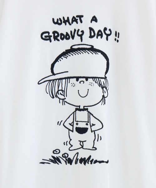 Paradise Picnic（パラダイスピクニック）の「【水森亜土】刺繍ロングスリーブTシャツ（Tシャツ/カットソー・レディース・ブラック/アイボリー/カーキ/グレー/ホワイト/ボルドー・FREE）」の7枚目の写真