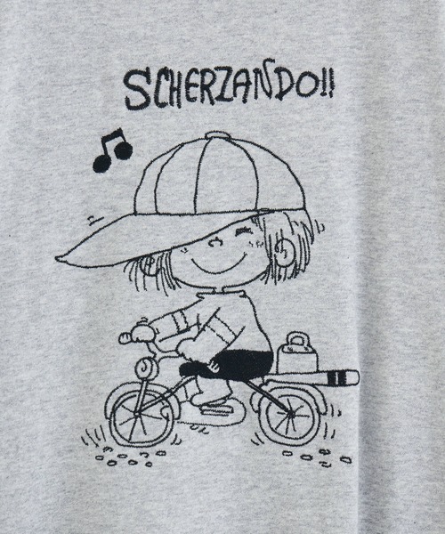 Paradise Picnic（パラダイスピクニック）の「【水森亜土】刺繍ロングスリーブTシャツ（Tシャツ/カットソー・レディース・ブラック/アイボリー/カーキ/グレー/ホワイト/ボルドー・FREE）」の11枚目の写真