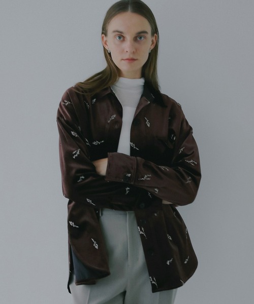 MANOF（マノフ）の「VELOR EMBROIDERY SHIRT（シャツ/ブラウス・レディース・ブラウン/ブルー・S/M）」の14枚目の写真