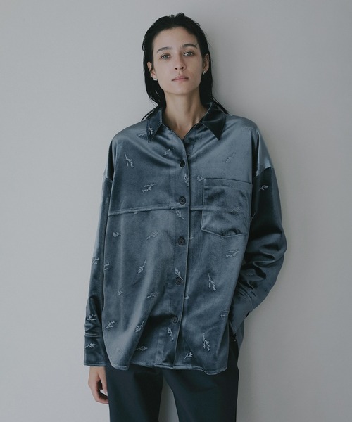 MANOF（マノフ）の「VELOR EMBROIDERY SHIRT（シャツ/ブラウス・レディース・ブラウン/ブルー・S/M）」の3枚目の写真