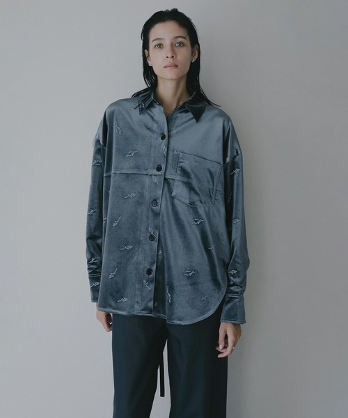 MANOF（マノフ）の「VELOR EMBROIDERY SHIRT（シャツ/ブラウス・レディース・ブラウン/ブルー・S/M）」の4枚目の写真