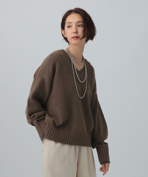 LEPSIM（レプシィム）の「5ゲージアンゴラMIXレイヤープルオーバー　582398（ニット/セーター・レディース・ブラウン/グレー/ライトイエロー/ホワイト系その他・FREE）」の5枚目の写真