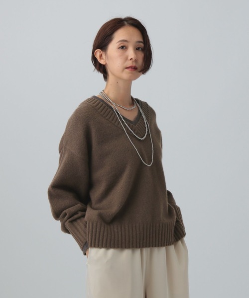 LEPSIM（レプシィム）の「5ゲージアンゴラMIXレイヤープルオーバー　582398（ニット/セーター・レディース・ブラウン/グレー/ライトイエロー/ホワイト系その他・FREE）」の7枚目の写真