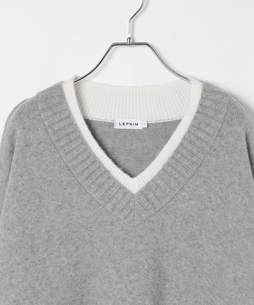 LEPSIM（レプシィム）の「5ゲージアンゴラMIXレイヤープルオーバー　582398（ニット/セーター・レディース・ブラウン/グレー/ライトイエロー/ホワイト系その他・FREE）」の9枚目の写真